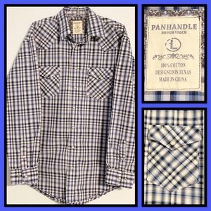 Panhandle Slim Mens Western Snap Plaid Shirt Large